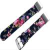 NICKSTON Floral FL-5 Black with Red Roses Band Compatible with Fitbit Charge 6 5 4 3 and Charge 2 Tracker Leather Strap (2. Silver Color Buckle Adapters, For Charge 6/5) view 1