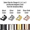 NICKSTON Floral FL-5 Black with Red Roses Band Compatible with Fitbit Charge 6 5 4 3 and Charge 2 Tracker Leather Strap (2. Silver Color Buckle Adapters, For Charge 6/5) view 2