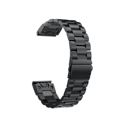 20 22 26MM QuickFit Stainless Steel Strap band fit for Garmin Fenix 5 5X 5S 6X 6S 6 3HR fit for Fenix7 7x 7s 945 955 Metal Watch Band Correa (Color : Black, Size : 26mm Fenix 7X 6X 5X)