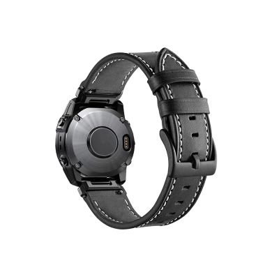 22mm 26mm Quickfit Leather Smart Watch Strap fit For Garmin Epix Gen 2 Instinct 2X fit For Fenix 7X 7 6X 6 Pro 5 5X Plus Bracelets Watchband (Color : Black 1, Size : 26mm Fenix 5X 5XPlus)