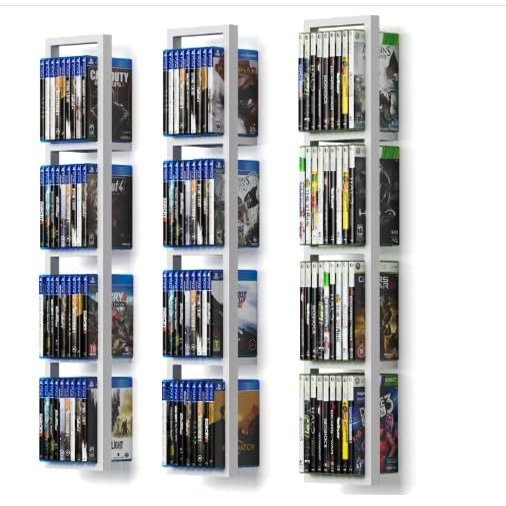 YINZINR 3 Pcs Wall Mount Display Rack. 34 inch CD DVD Rack Album Display Shelves Video Game Organizer Wall Bookcase