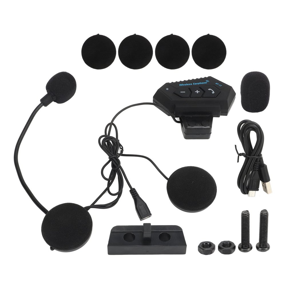 Tyenaza Helmet Headset, BT 12 Helmet Earphones Stereo Motorcycle Earphone Systems Multifunctional Hands Free Calling Motorcycle Headset for Cycling Driving