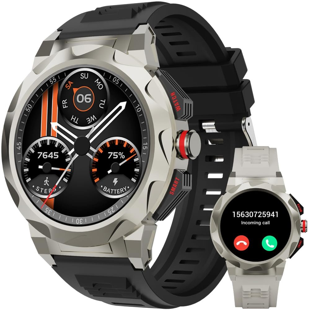 FILIEKEU Business Smart Watch for Men,100 Sports Modes,5ATM Waterproof Fitness Smart Watch,1.46''HD Screen,470mAh Large Battery,with Heart Rate/Blood Pressure/Health Monitor Watch(Silicone Black)