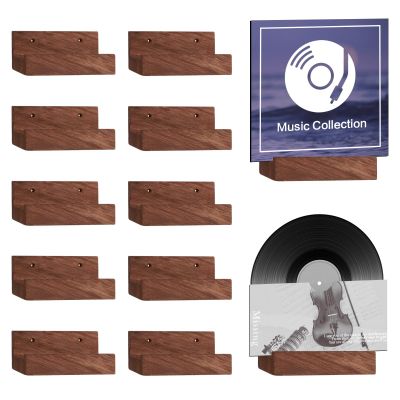 2.68 Inch 10 Pcs Vinyl Record Holder Wall Mount Floating Wooden Album Record Holder Wall Record Holder Vinyl Record Shelves Record for Displaying Daily LP CD Listening Vintage Home Decor