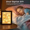 Baptism Gifts for Boys Girls - Night Light Nursery Decor Frame for Bedtime Prayer, Christening Dedication Catholic Godparents Gifts for Kids, Baby Shower Baptismal(Brown) view 2
