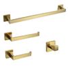 GROWBY Brushed Gold Bathroom Hardware Set Towel Bar Rail Toilet Paper Holder Towel Rack Hook Soap Dish Toilet Brush Accessories Sets,4 pcs Set view 1