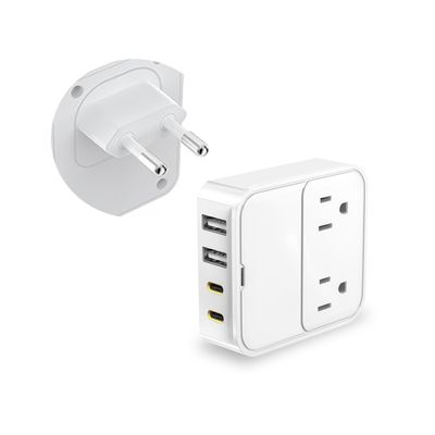 VHBW European Travel Plug Adapter,20W USB C Wall Charger Fast Charger with 2 AC Outlets, Type C EU Plug Charger for US to Europe Spain Italy France