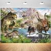 10x6.5ft Dinosaur Backdrop Jungle Dinosaur Party Ancient World Photography Background Kids Boys Birthday Party Newborn Baby Shower Banner Decorations Supplies Photo Booth Props view 1