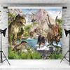 10x6.5ft Dinosaur Backdrop Jungle Dinosaur Party Ancient World Photography Background Kids Boys Birthday Party Newborn Baby Shower Banner Decorations Supplies Photo Booth Props view 3