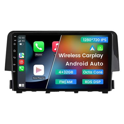Biorunn Android Car Stereo for Honda Civic 2016-2021, 9 Inch Octa Core 3D Real-Time Dynamics Radio Wireless Wired Car-Play Android Auto GPS Navi IPS FM AM RDS DSP Head Unit 4G RAM 32G ROM