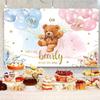 10x8ft Gender Reveal Backdrop Baby Bear Boy or Girl Photography Background Baby Shower Party Blue and Pink Banner Decorations Supplies Photo Booth Props view 4