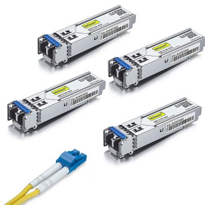4 Pack of 0.5M LC to LC OS2 Fiber Patch Cable & 4 Pack of 1.25G SFP 1000Base-LX Transceiver