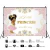 12x8ft Gold Princess Baby Shower Backdrop Pink Little Princess is On Her Way Photography Background Baby Girls Shower Party Banner Decorations Supplies Photo Booth Props view 2