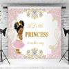 12x8ft Gold Princess Baby Shower Backdrop Pink Little Princess is On Her Way Photography Background Baby Girls Shower Party Banner Decorations Supplies Photo Booth Props view 3