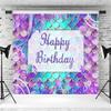 10x6.5ft Mermaid Birthday Backdrop Under The Sea Birthday Party Photography Background for Girl Glitter Blue Purple Mermaid Tails Banner Decorations Supplies Photo Booth Props view 3