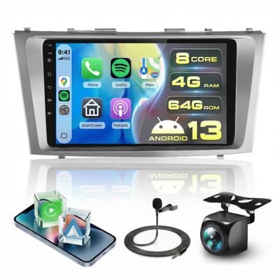 8 CORE 4G+64G Car Radio for Toyota Camry 2006-2011 with Wireless CarPlay/Android Auto, Podofo 9 Inch 1280 * 720P IPS Touch Screen Stereo Android 13 GP