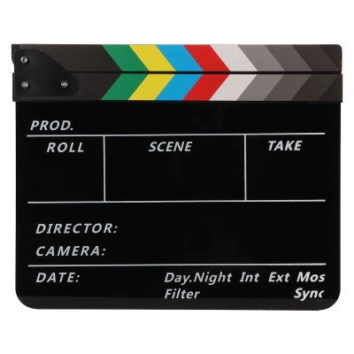Colorful Acrylic Film Clap Board with Marker Slot, Black Back, Washable, Acrylic Material, for Film, TV Series, Studio