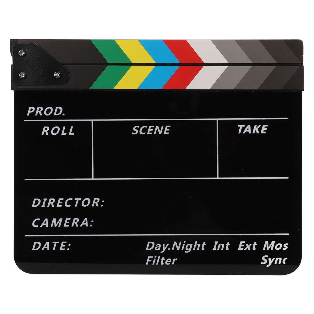 Colorful Acrylic Film Clap Board with Marker Slot, Black Back, Washable, Acrylic Material, for Film, TV Series, Studio