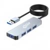 Qjin USB 3.0 Hub for Acer, Dell, HP Laptop & TV - 4 Port USB Splitter Compatible with Flash Drive, HDD, Headset, Printer, Keyborad & Mouse - 4 Feet view 1