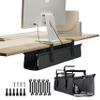 Ascrono Original No Drill Under Desk Cable Management Tray 27.3" - Premium Black Fabric Cable Management Under Desk - Clamp/Screw Mount Cord Organizer - Supports Upto 66lbs view 1