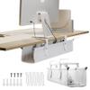 Ascrono Original No Drill Under Desk Cable Management Tray 27.3" - Premium White Fabric Cable Management Under Desk - Clamp/Screw Mount Cord Organizer - Supports Upto 66lbs view 1