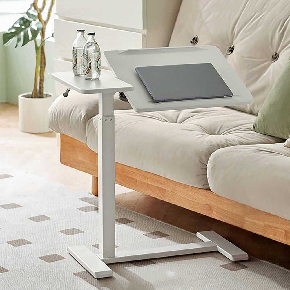 27.5'' Rolling Desk, Portable Standing Desk with Hidden Wheels, Height Adjustable Rolling Laptop Desk, Portable Computer Desk with Adjustable Panel, Laptop Cart Ergonomic Mobile Desk ( Color : White )