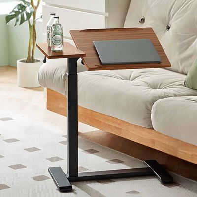27.5'' Rolling Desk, Portable Standing Desk with Hidden Wheels, Height Adjustable Rolling Laptop Desk, Portable Computer Desk with Adjustable Panel, Laptop Cart Ergonomic Mobile Desk ( Color : Walnut