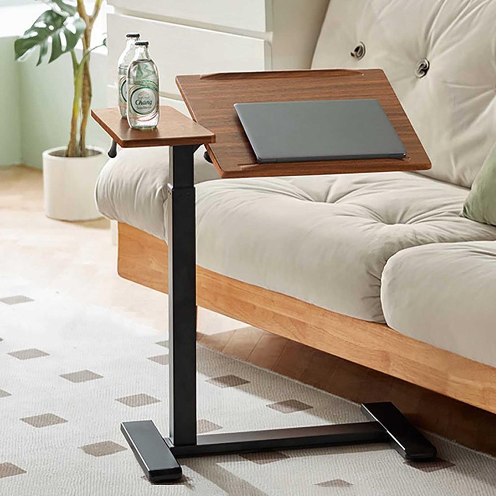 27.5'' Rolling Desk, Portable Standing Desk with Hidden Wheels, Height Adjustable Rolling Laptop Desk, Portable Computer Desk with Adjustable Panel, Laptop Cart Ergonomic Mobile Desk ( Color : Walnut