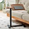 27.5'' Rolling Desk, Portable Standing Desk with Hidden Wheels, Height Adjustable Rolling Laptop Desk, Portable Computer Desk with Adjustable Panel, Laptop Cart Ergonomic Mobile Desk ( Color : Walnut view 1