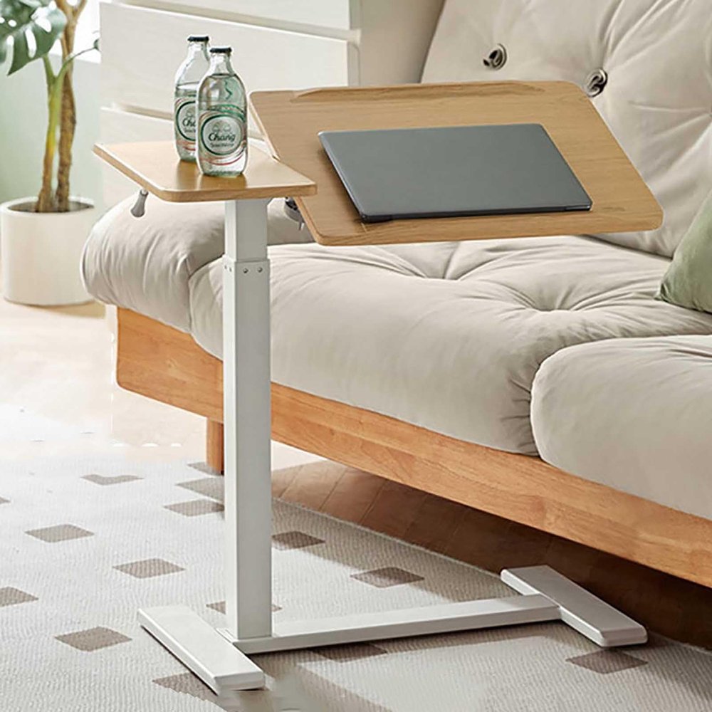 27.5'' Rolling Desk, Portable Standing Desk with Hidden Wheels, Height Adjustable Rolling Laptop Desk, Portable Computer Desk with Adjustable Panel, Laptop Cart Ergonomic Mobile Desk ( Color : Wood co