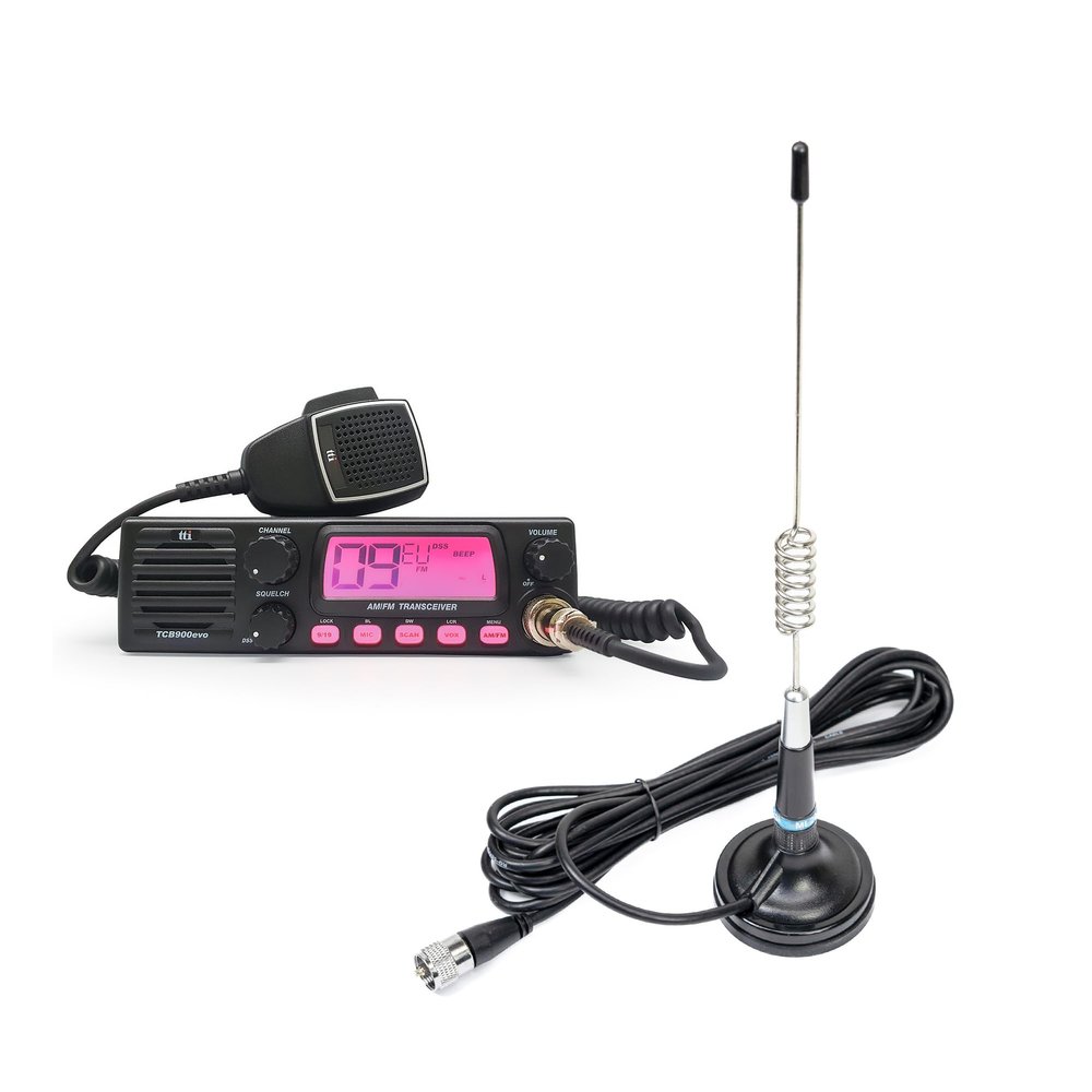 CB TTi TCB-900 EVO Radio Station kit + PNI ML29 CB Antenna, Length 34 cm