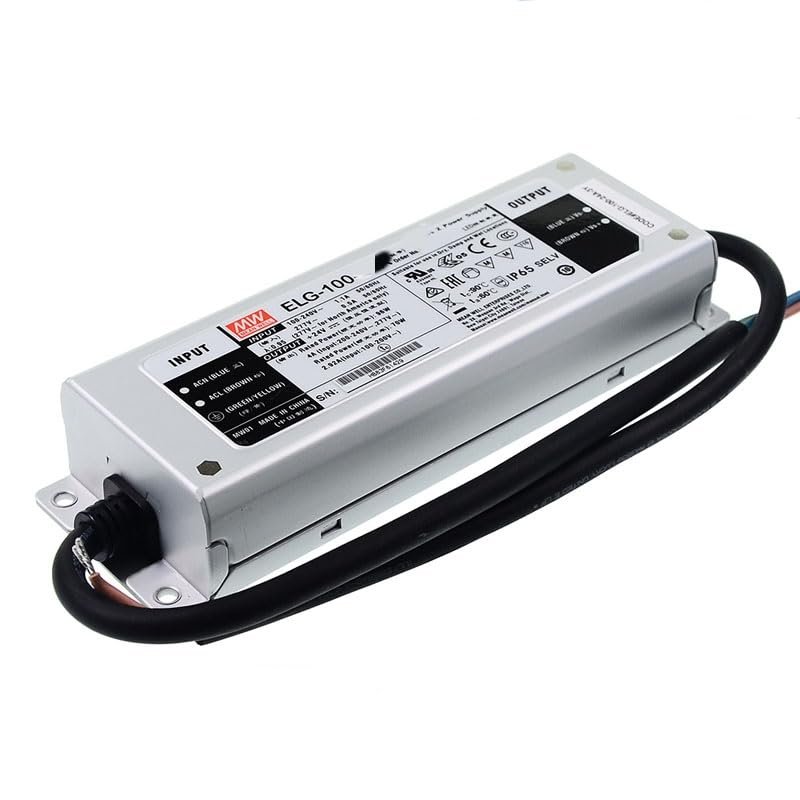 Mean Well ELG 100W 42V 2.28A LED Driver ELG-100-42A Switching Power Supply Converter Transformer with IP65, PFC Function, Metal Case, Constant Voltage/Current