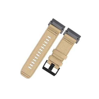 26mm 22mm Nylon Watch Band fit for Garmin Tactix 7Pro Fenix 7X 6X 7 5 6 Pro 5X 3HR Strap Smartwatch Replacement Wristband Bracelet (Color : Khaki, Size : For Garmin 26mm)