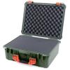ColorCase Pelican 1550 Case OD Green - Medium Size Waterproof Case with Pick & Pluck Foam Set & Convoluted Lid Foam - Orange Handles & Latches view 1