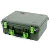ColorCase Pelican 1550 Case OD Green - Medium Size Waterproof Case with Pick & Pluck Foam Set & Convoluted Lid Foam - Lime Green Handles & Latches view 2