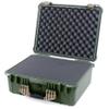 ColorCase Pelican 1550 Case OD Green - Medium Size Waterproof Case with Pick & Pluck Foam Set & Convoluted Lid Foam - Desert Tan Handles & Latches view 1