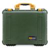 ColorCase Pelican 1550 Case OD Green - Medium Size Waterproof Case with Pick & Pluck Foam Set & Convoluted Lid Foam - Yellow Handles & Latches view 3