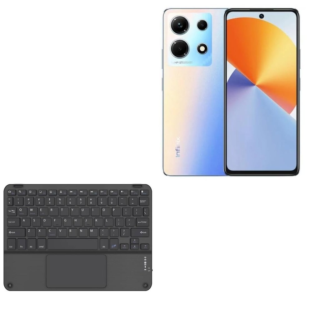 BoxWave Keyboard Compatible with Infinix Note 30 - SlimKeys Bluetooth Keyboard with Trackpad, Portable Slim TouchPad - Jet Black