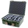 ColorCase Pelican 1550 Case OD Green - Medium Size Waterproof Case with Grey Padded Dividers & Convoluted Lid Foam - Desert Tan Handles & Latches view 1