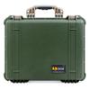 ColorCase Pelican 1550 Case OD Green - Medium Size Waterproof Case with Grey Padded Dividers & Convoluted Lid Foam - Desert Tan Handles & Latches view 3