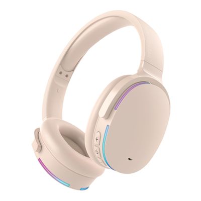 HyperGear Wireless Bluetooth Headphones + Loud HD Stereo Sound Speaker Over-Ear Noise-Isolating Fit Headset with Built-in Mic [LED Light Up Earphones + Speaker] Beige