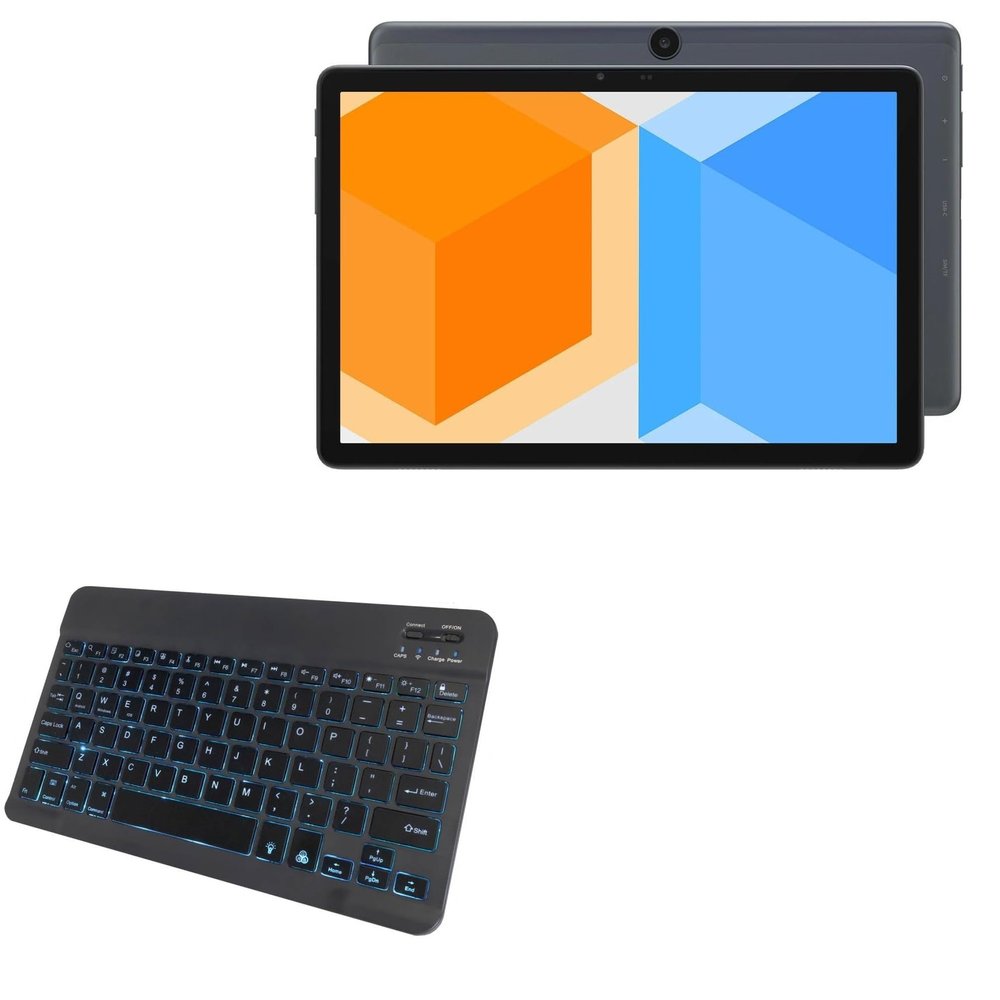 BoxWave Keyboard Compatible with Alldocube Smile X - SlimKeys Bluetooth Keyboard - with Backlight, Portable Slim LED 7 Colors - Jet Black