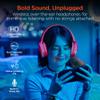 HyperGear Wireless Bluetooth Headphones + Loud HD Stereo Sound Speaker Over-Ear Noise-Isolating Fit Headset with Built-in Mic [LED Light Up Earphones + Speaker] Red view 4