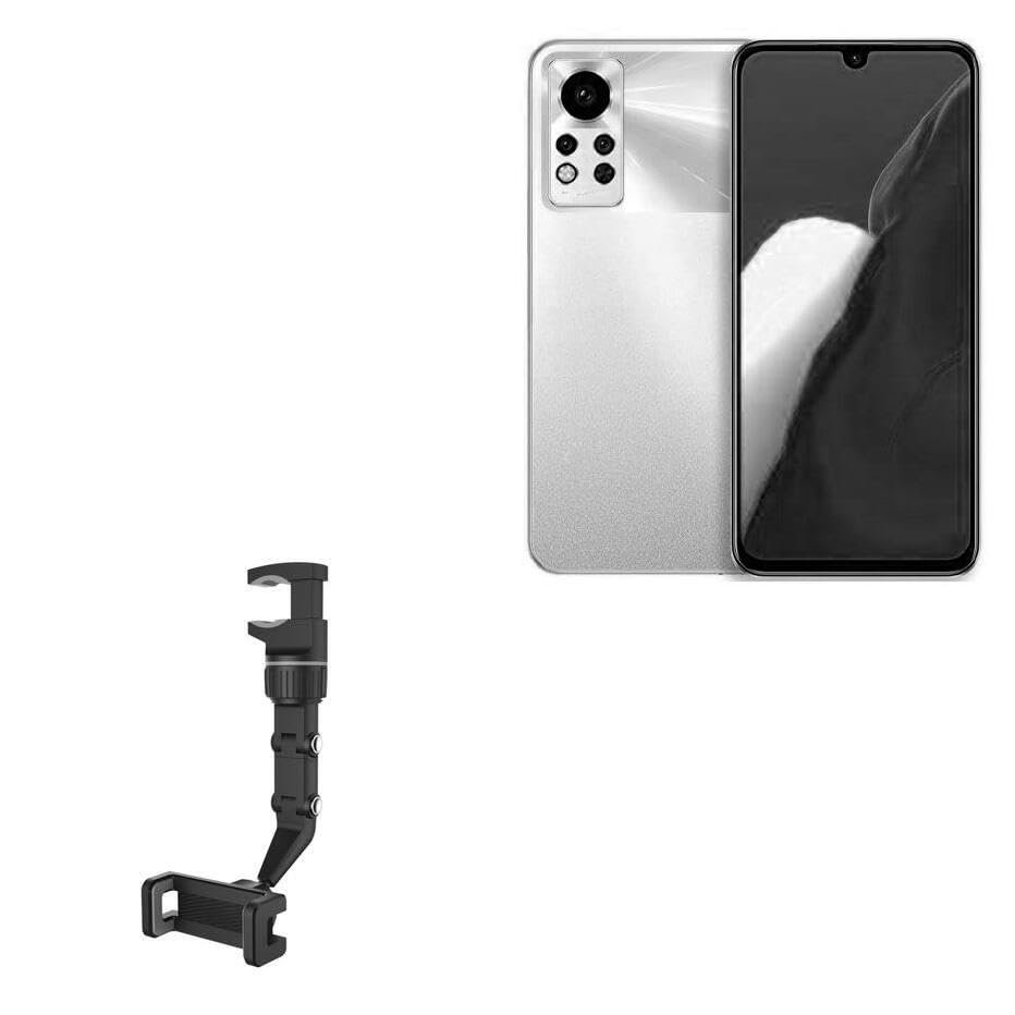 BoxWave Car Mount Compatible with Infinix Note 12i (2022) - Rearview Mirror Car Mount, Rear View Mirror Adjustable GPS Car Mount - Jet Black