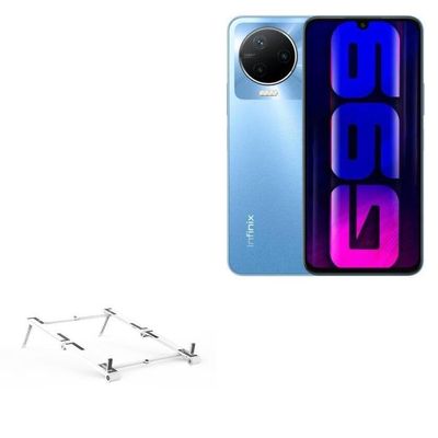 BoxWave Stand and Mount Compatible with Infinix Note 12 Pro - Pocket Aluminum Stand 3-in-1, Portable Multi Angle Viewing Riser - Metallic Silver