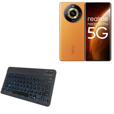 BoxWave Keyboard Compatible with Realme Narzo 60 Pro - SlimKeys Bluetooth Keyboard - with Backlight, Portable Slim LED 7 Colors - Jet Black