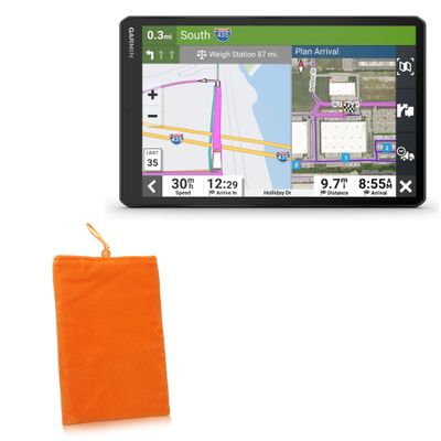 BoxWave Case Compatible with Garmin dezl OTR710 (7 in) - Velvet Pouch, Soft Velour Fabric Bag Sleeve with Drawstring - Bold Orange
