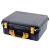 ColorCase Pelican 1550 Case Black - Medium Size Waterproof Case with Grey Padded Dividers & Mesh Lid Organizer - Yellow Handles & Latches view 2