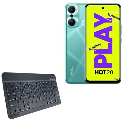 BoxWave Keyboard Compatible with Infinix Hot 20 Play - SlimKeys Bluetooth Keyboard, Portable Thin with Chiclet-Style Keys - Jet Black