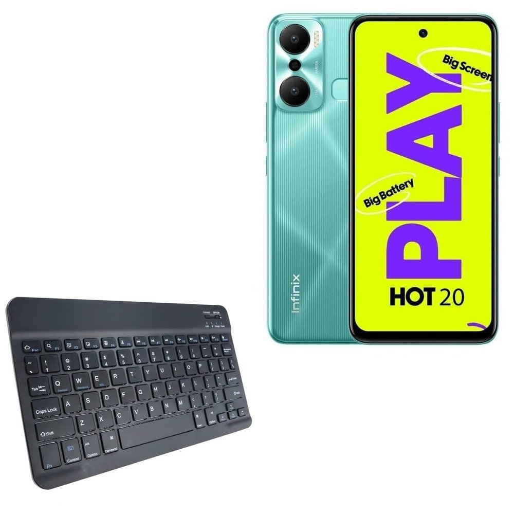 BoxWave Keyboard Compatible with Infinix Hot 20 Play - SlimKeys Bluetooth Keyboard, Portable Thin with Chiclet-Style Keys - Jet Black